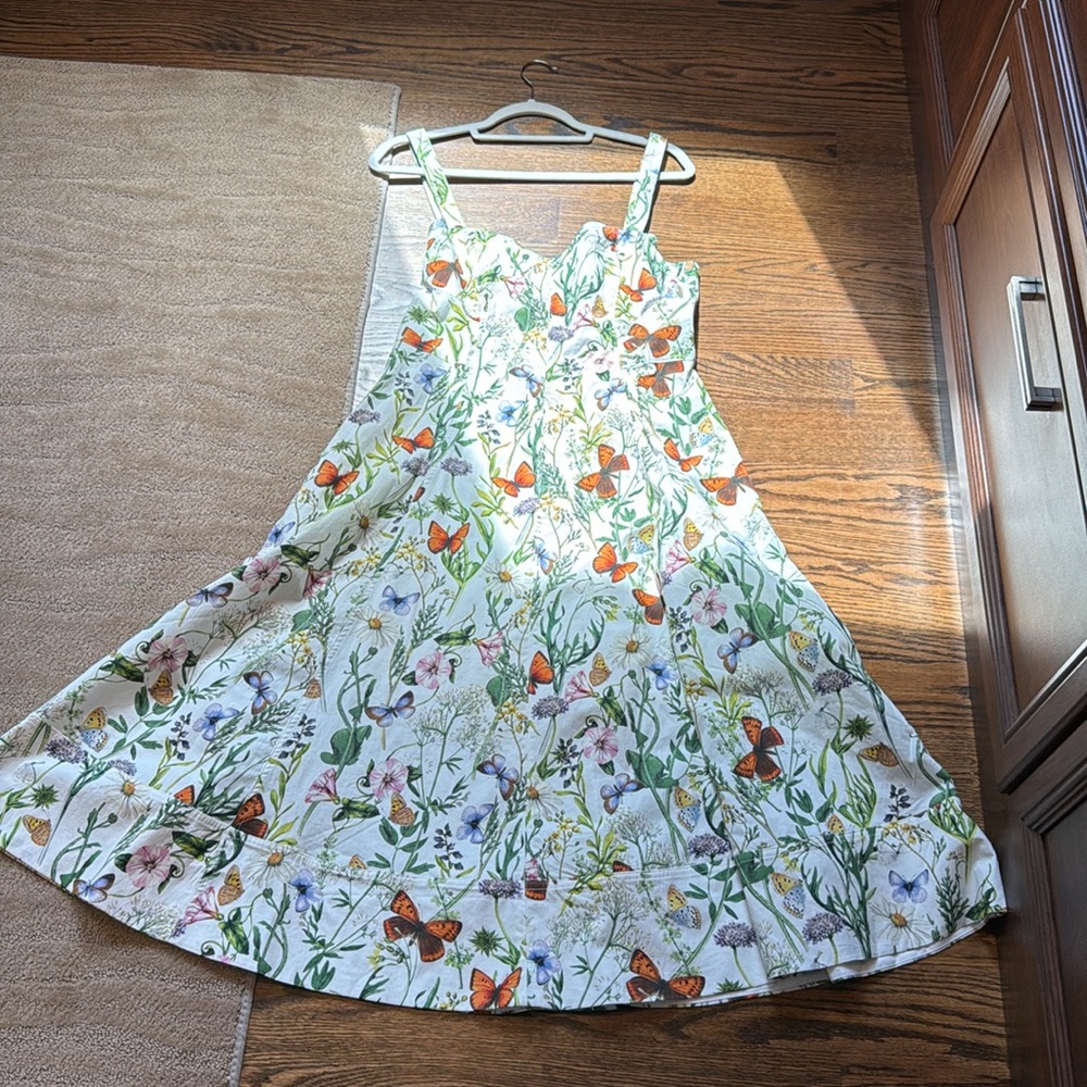 Avec Les Filles Botanical Fit & Flare Midi Dress in Butterfly Floral - Picture 6 of 17